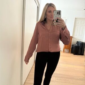 Women's Pink Button-Up Blouse